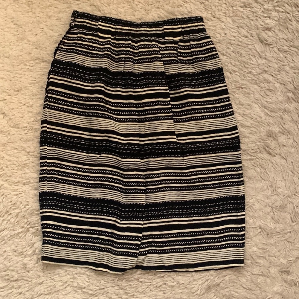 VINTAGE 90s Cream Navy Batik Stripe Pencil Skirt